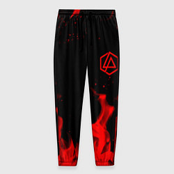 Брюки на резинке мужские Linkin Park красный огонь лого, цвет: 3D-принт