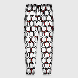 Мужские брюки Киберпанк узор из шестиугольников красный