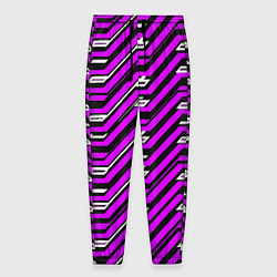 Брюки на резинке мужские Киберпанк узор фиолетовый и чёрный, цвет: 3D-принт
