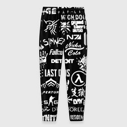 Мужские брюки Логотипы игр чёрно белый стиль