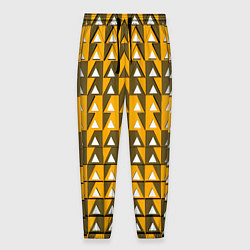Брюки на резинке мужские Узор из треугольников жёлтый, цвет: 3D-принт