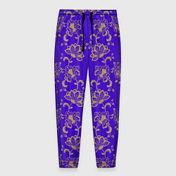 Мужские брюки Контурные цветы на фиолетовом фоне