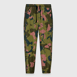 Мужские брюки Камуфляжный паттерн зеленый с розовыми пятнами