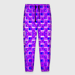 Брюки на резинке мужские Фиолетовые квадраты на белом фоне, цвет: 3D-принт