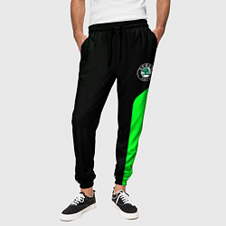 Брюки на резинке мужские Skoda pattern sport green, цвет: 3D-принт — фото 2