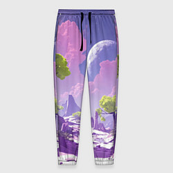 Мужские брюки Фиолетовые горы зеленые деревья и космос