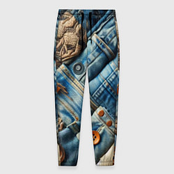 Мужские брюки Джинсовый пэчворк с пуговицами - мода