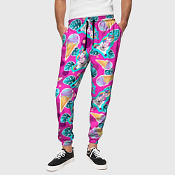 Брюки на резинке мужские Единорог с мороженым паттерн, цвет: 3D-принт — фото 2