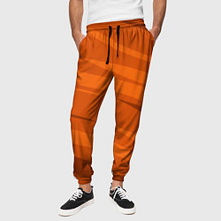 Брюки на резинке мужские Тёмный оранжевый полосами, цвет: 3D-принт — фото 2