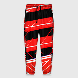 Мужские брюки Чёрно-белые полосы на красном фоне