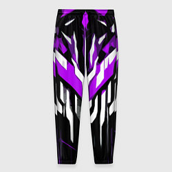Брюки на резинке мужские Purple and white abstraction on a black background, цвет: 3D-принт