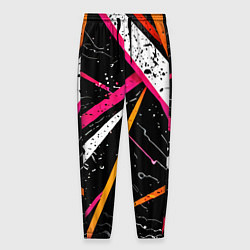 Брюки на резинке мужские Разноцветные праздничные линии, цвет: 3D-принт