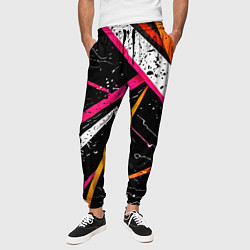 Брюки на резинке мужские Разноцветные праздничные линии, цвет: 3D-принт — фото 2