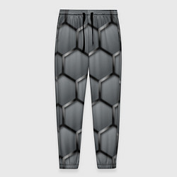 Брюки на резинке мужские Стальные шестигранники на сером фоне, цвет: 3D-принт