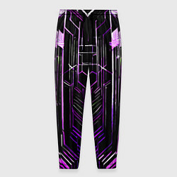 Брюки на резинке мужские Purple lines on a black background, цвет: 3D-принт