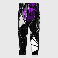 Мужские брюки Фиолетово-белые рельефные треугольники на чёрном ф