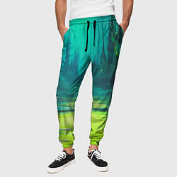 Брюки на резинке мужские Зелёная кислотная абстракция, цвет: 3D-принт — фото 2