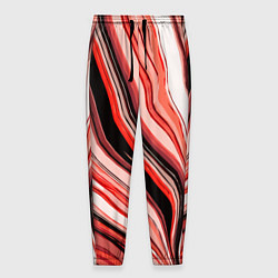 Брюки на резинке мужские Волнистые вертикальные чёрно-красные полосы, цвет: 3D-принт