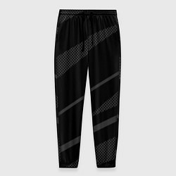 Брюки на резинке мужские Чёрный с серым абстракция полосы, цвет: 3D-принт