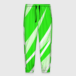Брюки на резинке мужские Яблочный зелёный абстракция с полосами, цвет: 3D-принт