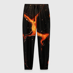 Брюки на резинке мужские Оранжевый разлом на черной текстуре, цвет: 3D-принт