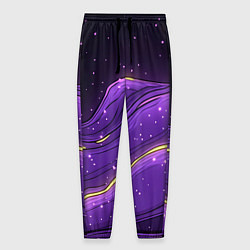 Брюки на резинке мужские Фиолетовая текстура с золотыми звездочками, цвет: 3D-принт