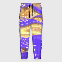 Брюки на резинке мужские Фиолетово-золотая жидкая текстура, цвет: 3D-принт