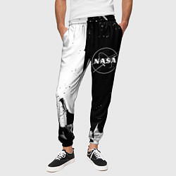 Брюки на резинке мужские Nasa черно белый огонь, цвет: 3D-принт — фото 2
