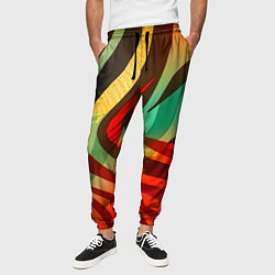 Брюки на резинке мужские Жаркая полосатая абстракция, цвет: 3D-принт — фото 2