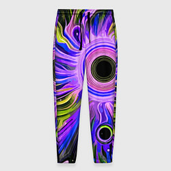 Брюки на резинке мужские Абстрактный неоновый космос - чёрная дыра, цвет: 3D-принт