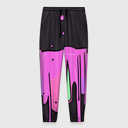 Брюки на резинке мужские Фиолетовая текстура на черном фоне, цвет: 3D-принт