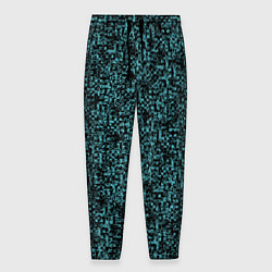 Брюки на резинке мужские Чёрным с синим абстрактная текстура, цвет: 3D-принт