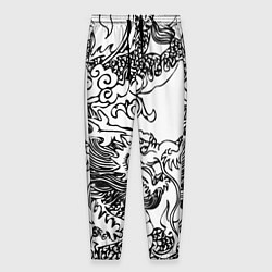 Мужские брюки Татуировка дракона на белом
