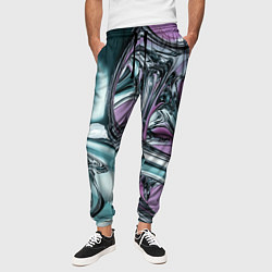 Брюки на резинке мужские Металлическая абстракция на фиолетовом фоне, цвет: 3D-принт — фото 2