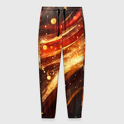 Брюки на резинке мужские Красно-золотая текстура на черном, цвет: 3D-принт