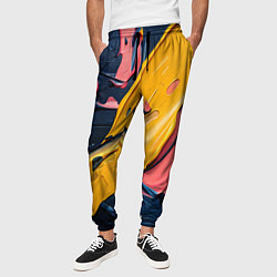 Брюки на резинке мужские Мазки акриловой краски, цвет: 3D-принт — фото 2