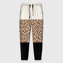Брюки на резинке мужские Леопардовый паттерн с черной и бежевой полосой, цвет: 3D-принт