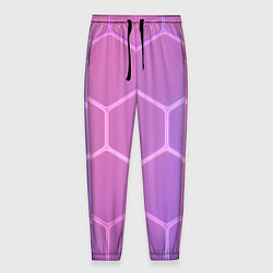 Брюки на резинке мужские Розовые неоновые соты, цвет: 3D-принт