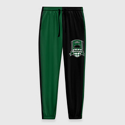 Брюки на резинке мужские ФК Краснодар - лого на черном с зеленым, цвет: 3D-принт