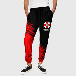Брюки на резинке мужские Umbrella Corp - red and black, цвет: 3D-принт — фото 2