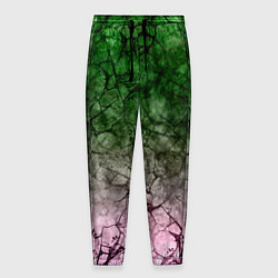 Мужские брюки Абстракция - green pink gradient in black web