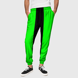 Брюки на резинке мужские Color green black line, цвет: 3D-принт — фото 2
