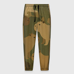 Брюки на резинке мужские Капибара - камуфляж, цвет: 3D-принт
