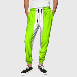 Брюки на резинке мужские Color light green white stripes, цвет: 3D-принт — фото 2