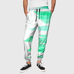 Брюки на резинке мужские Color white light blue strip, цвет: 3D-принт — фото 2