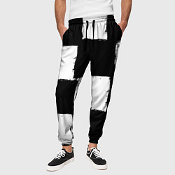 Брюки на резинке мужские Черные квадраты в виде шахматной доски, цвет: 3D-принт — фото 2