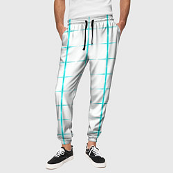 Брюки на резинке мужские Color white light blue crosses, цвет: 3D-принт — фото 2