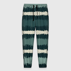 Брюки на резинке мужские Полосы зигзагообразные зеленые, цвет: 3D-принт