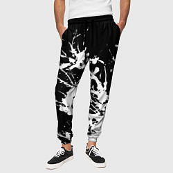 Брюки на резинке мужские Взрывная белая краска на чёрном, цвет: 3D-принт — фото 2