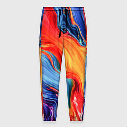 Брюки на резинке мужские Красно-синие масляные краски смешение абстракция, цвет: 3D-принт